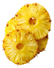 Fresh Pineapple Slices Stacked Tropical Fruit Sweet Juicy Refreshing isolated on transparent background