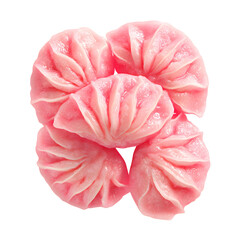 Pink Dumplings Arrangement, Asian Food, Isolated on Transparent Background