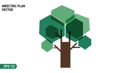 Geometric Tree Vector Illustration - Abstract Natural Element