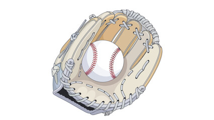 Baseball Mitt and Ball on White Background