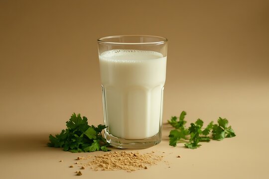 Chaas: A chilled glass of refreshing chaas (buttermilk) served with a sprinkle of cumin and coriander leaves 