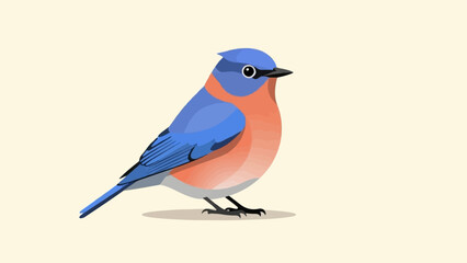 Obraz premium A blue and orange bird with a crest and dark eyes, on a plain background