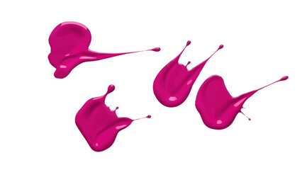 Vibrant Pink Paint Splatters and Drops Isolated on White Background