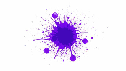 Vibrant Purple Ink Splatter Burst Splash on White Background - Abstract Paint Drop