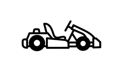 Simple Outline Icon of a Go-Kart on a White Background