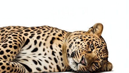 Obraz premium Royal leopard statue decorated with diamonds and golden jewelry, symbolizing luxury, power, and fantasy art