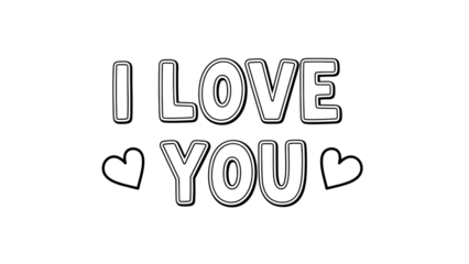 Valentine png isolated on transparent background with love you text