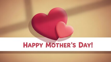 Happy mother's day wishes with red hearts on beige background