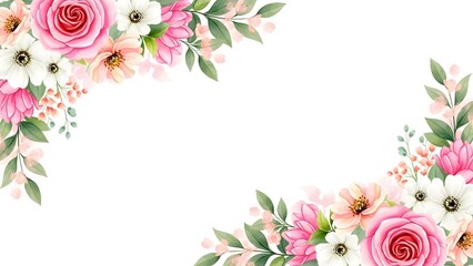 Happy mother's day wishes with beautiful floral border and roses