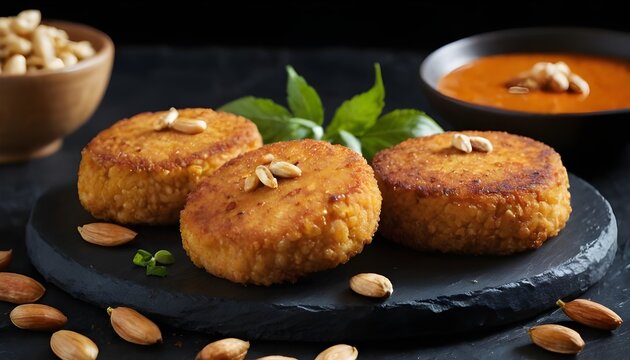crispy thai fish cakes (tod mun pla) on a plate