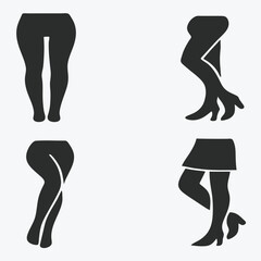 Woman Legs Icon Set: Elegant Female Body Symbol Vector Illustration, Isolated on White background
