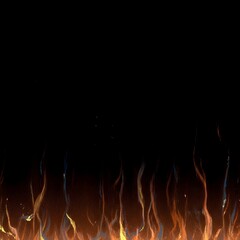 Fiery flames rising against a dark background