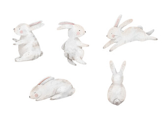clipart Easter bunnies rabbits watercolor
