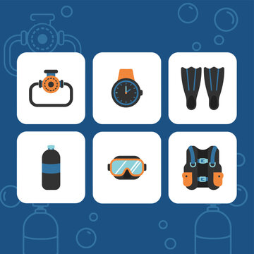 Scuba Diving and Snorkeling Equipment Set Including Diving Mask Flippers Oxygen Tank Underwater Watch and BCD Vest for Water Sports