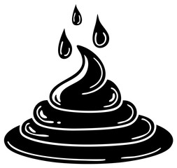 Fototapeta premium Black pile with water drops dripping from above illustration on white background