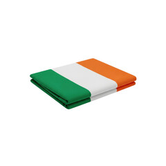 Folded Irish flag on Transparent Background