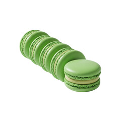 Row of green macarons on Transparent Background