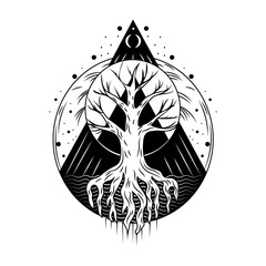A solid style illustration of celtic tree symbol