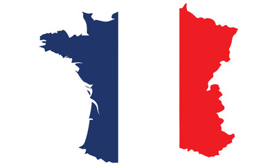 Fototapeta premium France Map Flag Vector – Tricolor Blue White Red French Map Illustration .