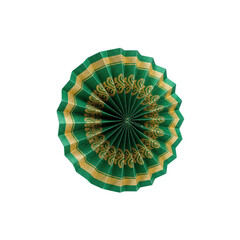 Green and Gold Paper Rosette isolated on Transparent Background