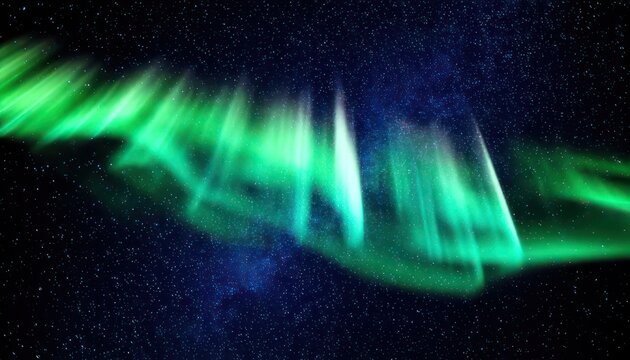Ethereal Green Aurora Borealis Displaying in the Night Sky.