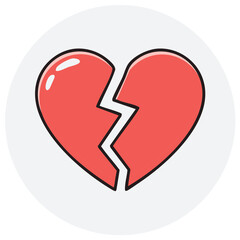 Broken heart symbol illustrating sorrow, sadness, and heartbreak in digital drawing
