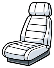 Stylized illustration of a white car seat showcasing design and upholstery details, ideal for automotive industry design and concept presentations