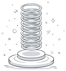 Abstract illustration of a spring on a platform.