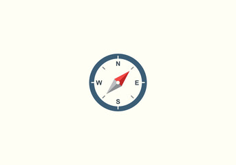 Vector set Concept Flat design compass icon with red and gray needle pointing north-east, dark blue ring, white face. © mr.rius