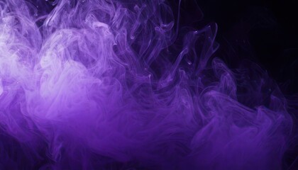 Ethereal purple smoke swirls against a dark backdrop, creating a mesmerizing visual effect.