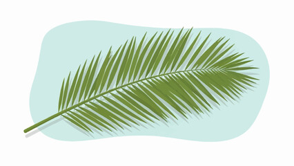 Fototapeta premium A stylized illustration of a green palm frond on a light blue abstract shape