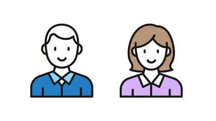 Simple Cartoon Icons Representing A Man And A Woman.
