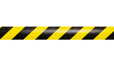 Yellow and black hazard warning stripe tape or safety pole