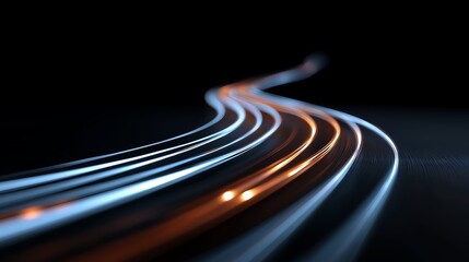 Abstract Growth Curve Made of Light Trails Representing Future Finance
