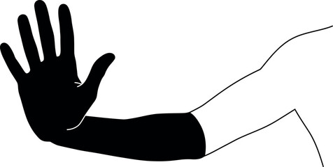 Obraz premium Hand silhouette making stop gesture with open palm