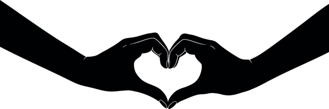 Hands making heart shape silhouette symbol of love and care