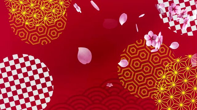 Japanese Asian Style Motion Background with Cherry Blossom Particles