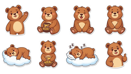 Cute cartoon bears in various poses and activities. © Dolari