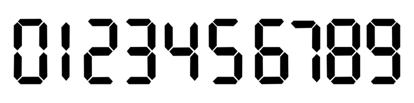 Digital electronic number icon set. Seven-segment digital number. LED number display icon. Graphic designillustration.