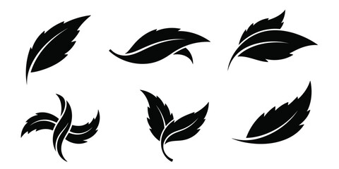 Minimal Botanical Leaf Silhouette Vector Icon Set with Organic Flow Variations
