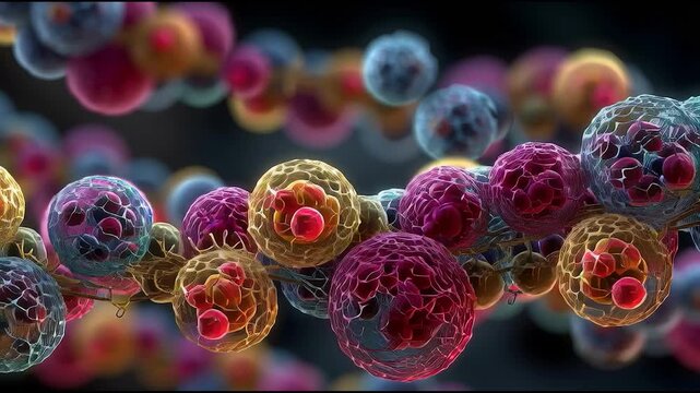 Colorful 3D Visualization of GLP-1 Peptides Interacting Within the Human Body at Cellular Level