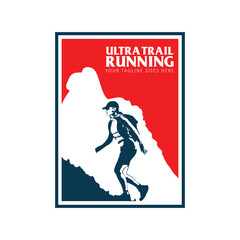 ultra trail run logo vector image