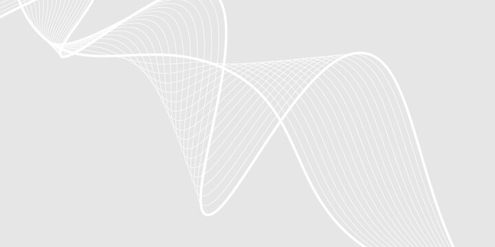 Grey white abstract futuristic soundwaves concept background. Vector banner design