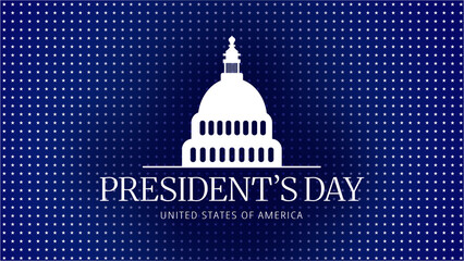 Obraz premium Presidents Day celebration with a graphic of the US Capitol building and star background