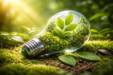 Forest with plants clean technology ecological harmony concept