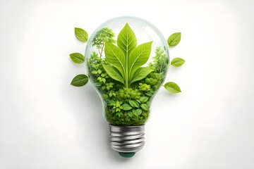 Light bulb with plants green energy sustainability innovation concept
