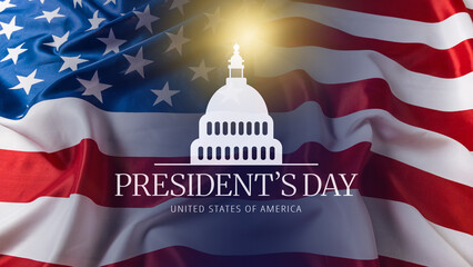 Obraz premium Celebration of Presidents Day with American flag and US Capitol dome design