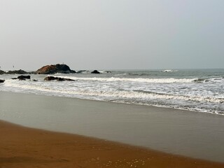 Vagator Beach in Goa, India, Calm Coastal Landscape Along the Arabian Sea
