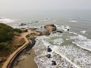 Vagator Beach in Goa, India, Calm Coastal Landscape Along the Arabian Sea
