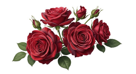 Fototapeta premium Red roses bouquet 3d isolated transparent bg, cutout png